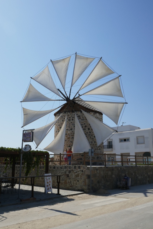 Letzte aktive Windmühle auf Kos im Bergdorf Antimachia