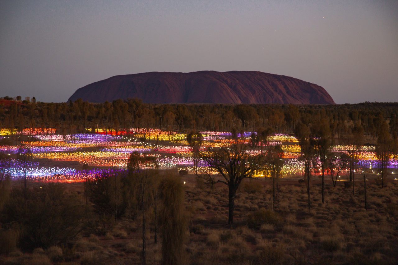 Lichtinstallation Field of Light am Uluru