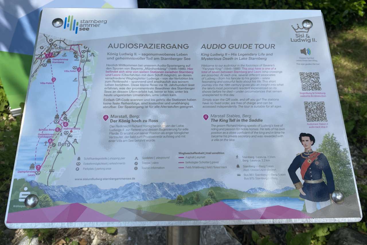 König Ludwig II. Infotafel Audio-Spaziergang Starnberger See