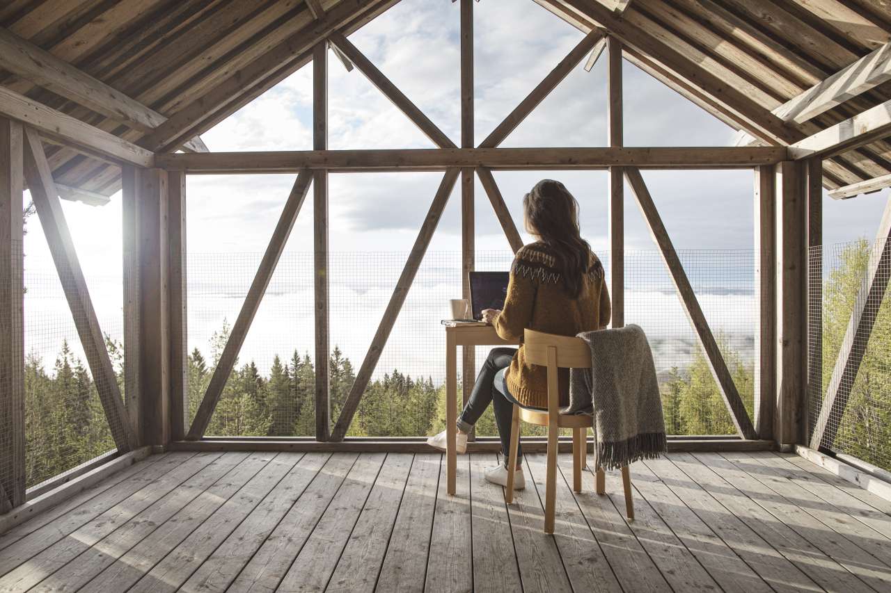 Arbeitsplatz Blockhaus Schweden