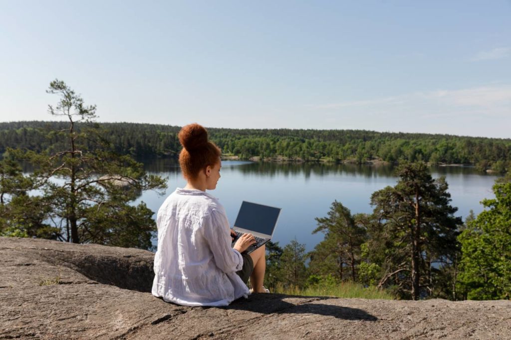 Arbeitsplatz Natur See Schweden