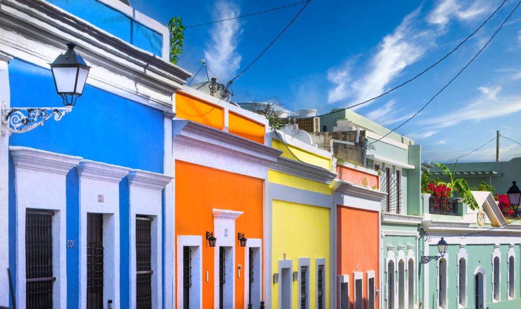 Farbenfrohe Häuser Old San Juan