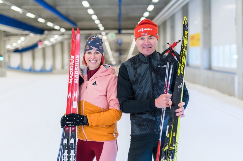 Kati Wilhelm und Sven Fischer Skihalle Oberhof