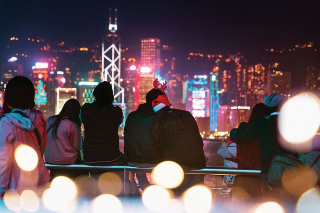 Weihnachten Skyline Hongkong