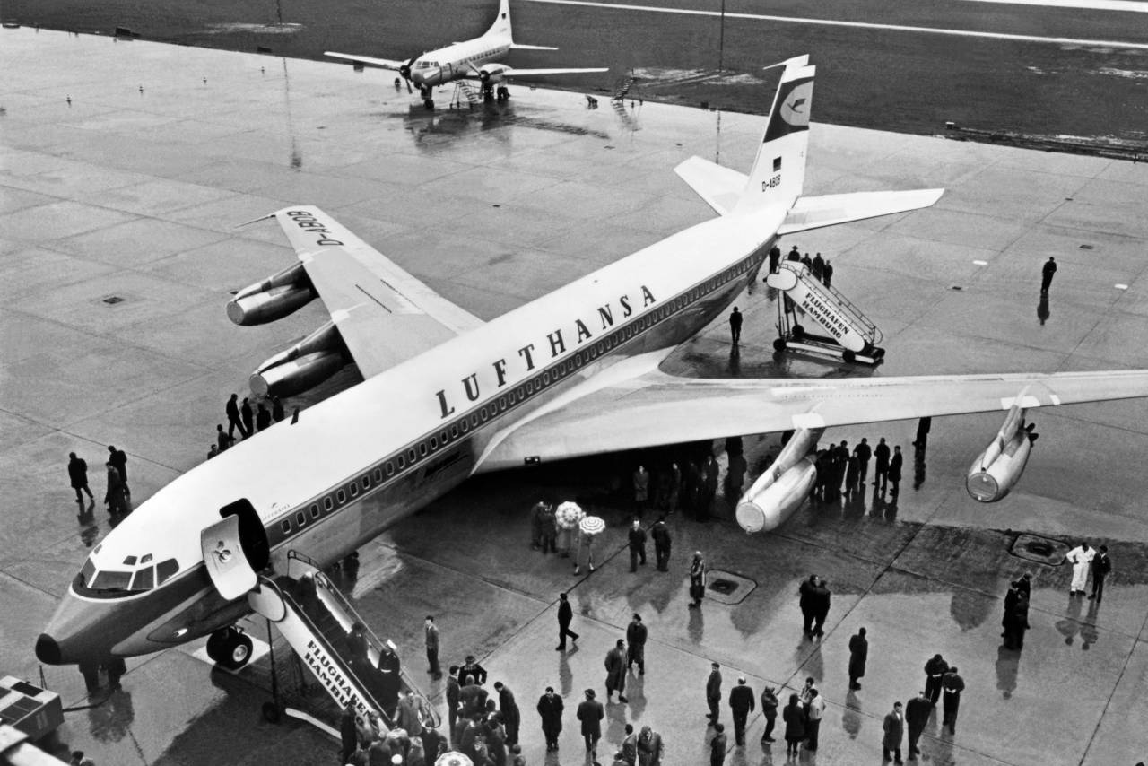 Erste Boeing B707 der Lufthansa in Hamburg