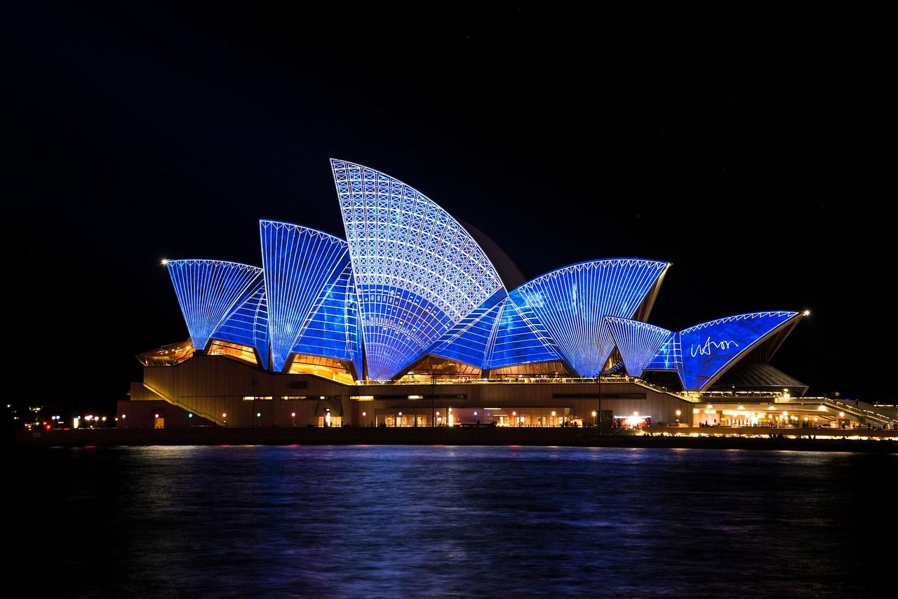 Opernhaus Sydney nächtliche Lichtillumination