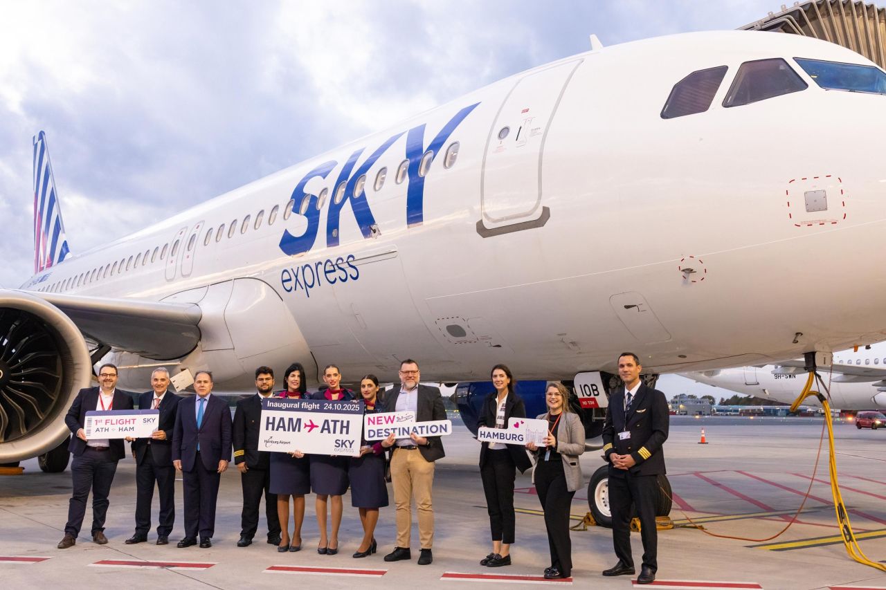 Erstflug Sky express Hamburg Athen