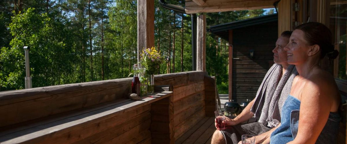 Abkühlen Saunagang Råmossa Lodge