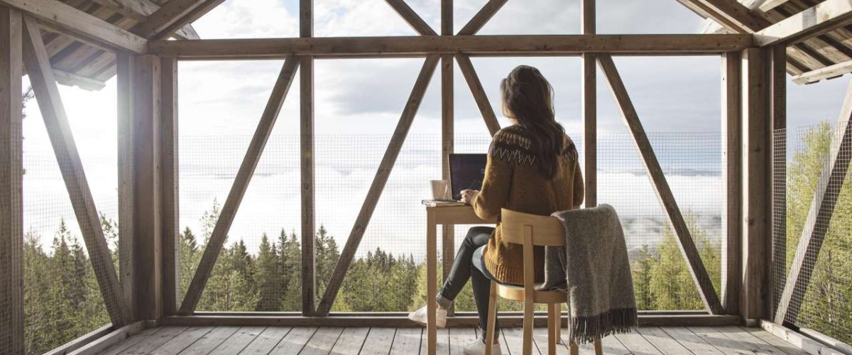 Arbeitsplatz Blockhaus Schweden