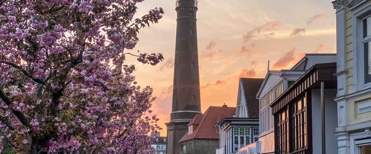 Borkum Innenstadt und neuer Leuchtturm