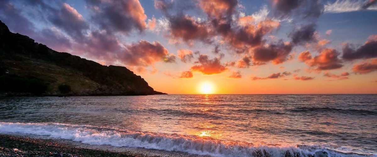 Sonnenuntergang Kiesstrand Kreta