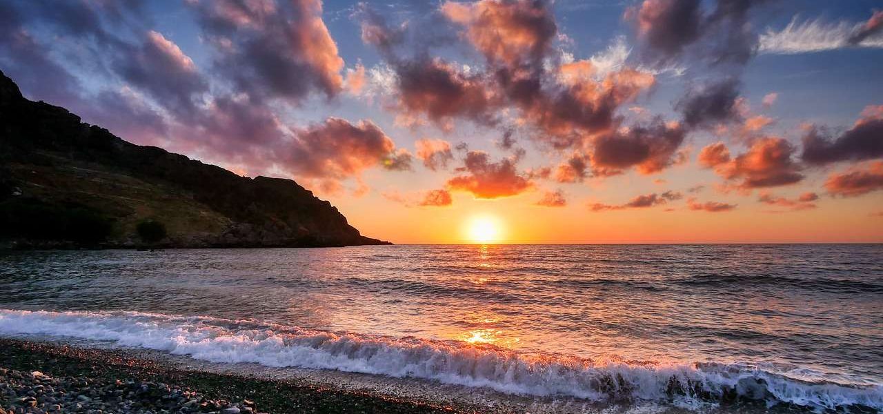 Sonnenuntergang Kiesstrand Kreta