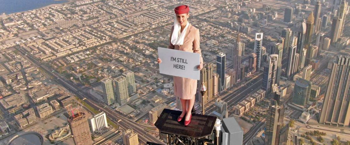 Stuntfrau Nicole Smith-Ludvik auf dem Burj Khalifa