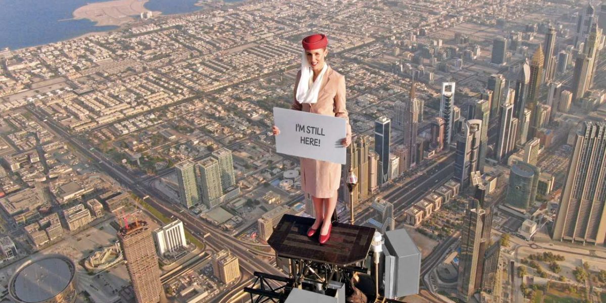 Stuntfrau Nicole Smith-Ludvik auf dem Burj Khalifa