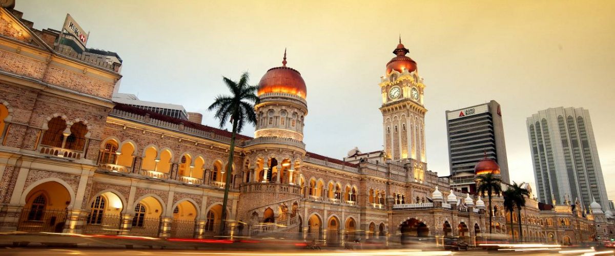 Sultan Abdul Samad Building bei Sonnenuntergang