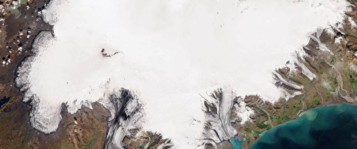 Vatnajökull Gletscher auf Island aus Satellitenperspektive
